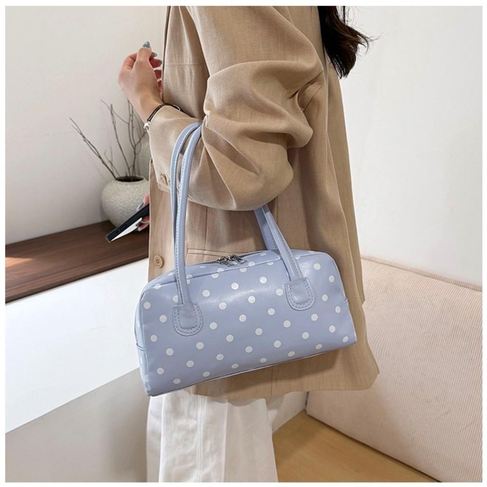Fashion Polka Dot Pattern Shoulder Handbag Zipper PU Leather Tote Handbag Large Capacity Underarm Bag Women
