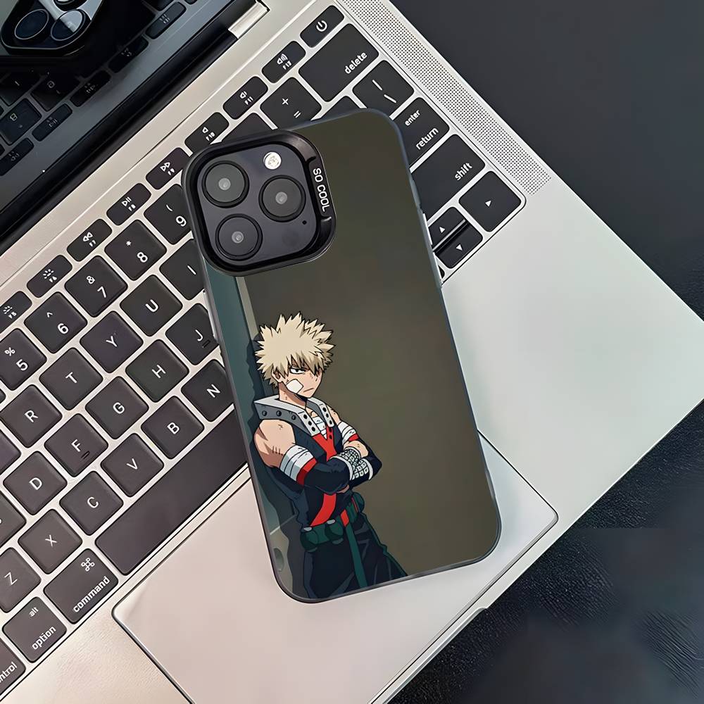 B-Бакуго Моя геройская академия Чехол для телефона для iPhone 17,16,15,14,13,12,11,Pro,XS,Max,Plus,Mini,SE4,E Черный Матовый Ударопрочный Чехол