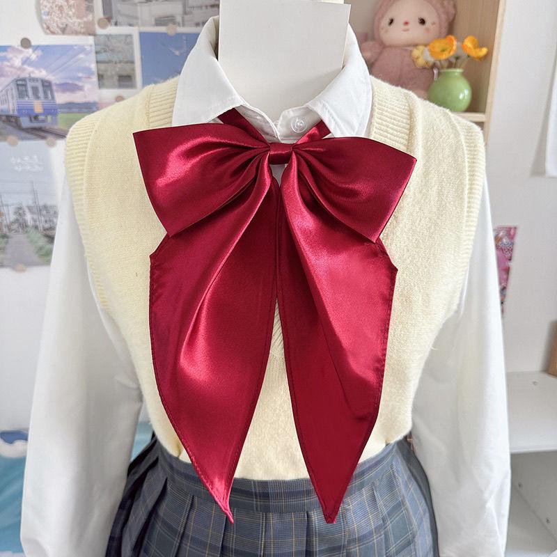 6 Colors New Fashion Solid Color Red Bowties Oversized Bowknot Women College Girls JK Ties Uniform Sailor Suit Butterfly Knot