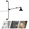 Black Iron Swing Arm Wall Lamp,Bedside Lamp Wall Mount Lighting 3-8 M² Installation Required for Bedroom,Living Room