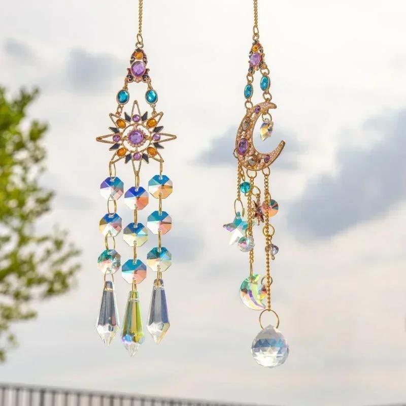 Home Fashion Decoration Brand New Crystal Pendant Window Prism Rainbow Wind Chime Sun and Moon Hanging Garden Craft Decoration