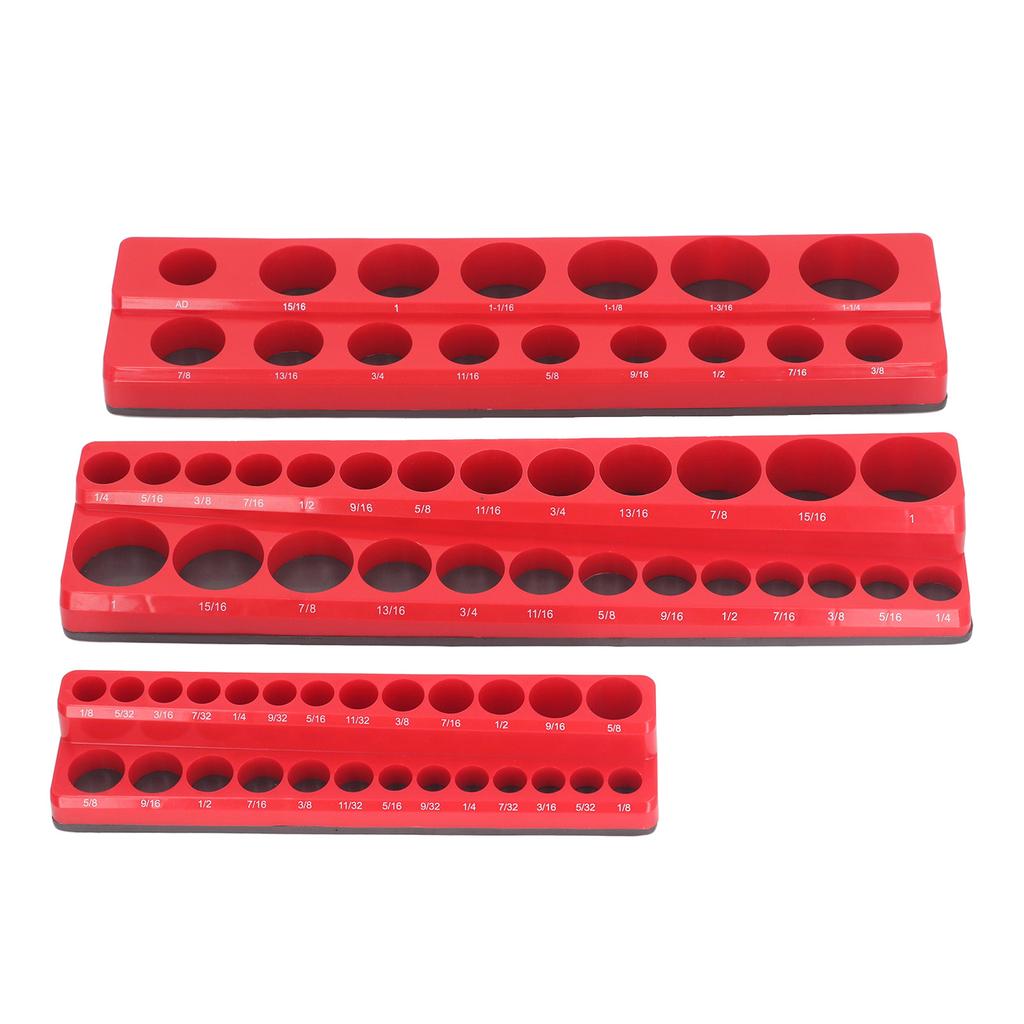 3PCS Magnetic Socket Holders Plastic Socket Organizer Storage Tray for 1/4 3/8 1/2 Inch Drive Socket