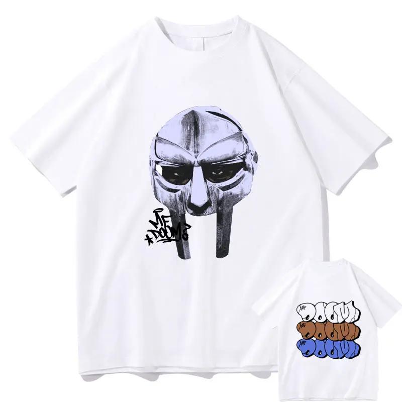 Хип-хоп футболка с графическим принтом Mf Doom Mask Madlib Madvillain Мужская Модный тренд Хип-хоп Мужские Винтажные Оверсайз Футболки