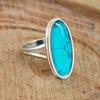 Luxury sticker imitation turquoise oval geometric ring, personalized niche UV seal, new spring jewelry