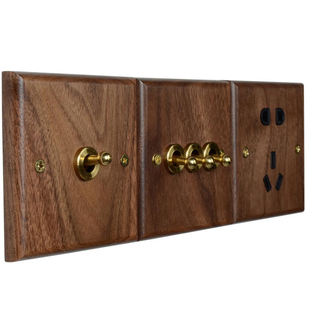 86x86 мм Переключатель света Ручной работы Грецкий орех Переключатель Ретро стиль Легкая установка Функциональный Эстетичный