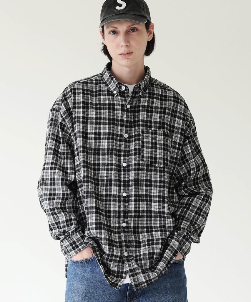 MODERMENT Build Oversized Check Shirt [Black]