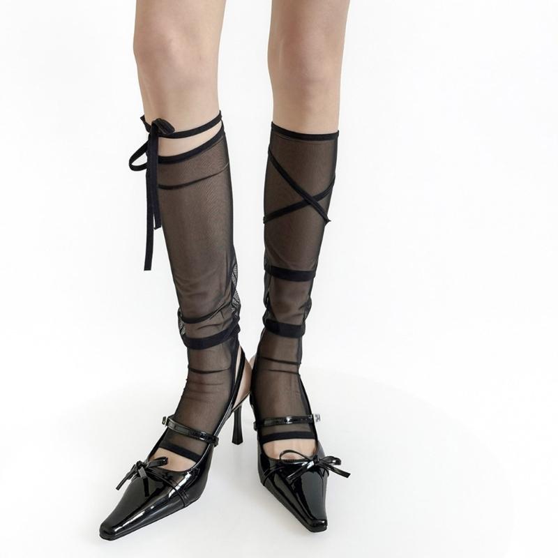 Women's Leg Warmer Summer Sheer Mesh Leg Sleeves Harajuku Leg Cover Stockings Fashion Ankle Heap Socks Long Boot Socks