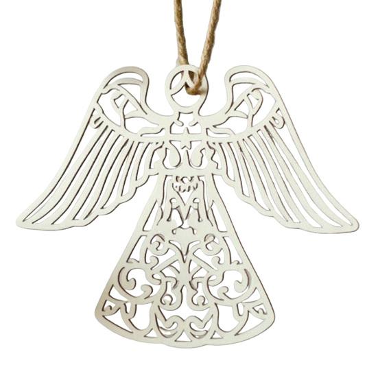 Wooden Angel Christmas Ornaments Rustic Angel Hanging Ornament with Hollow Design for Winter Xmas