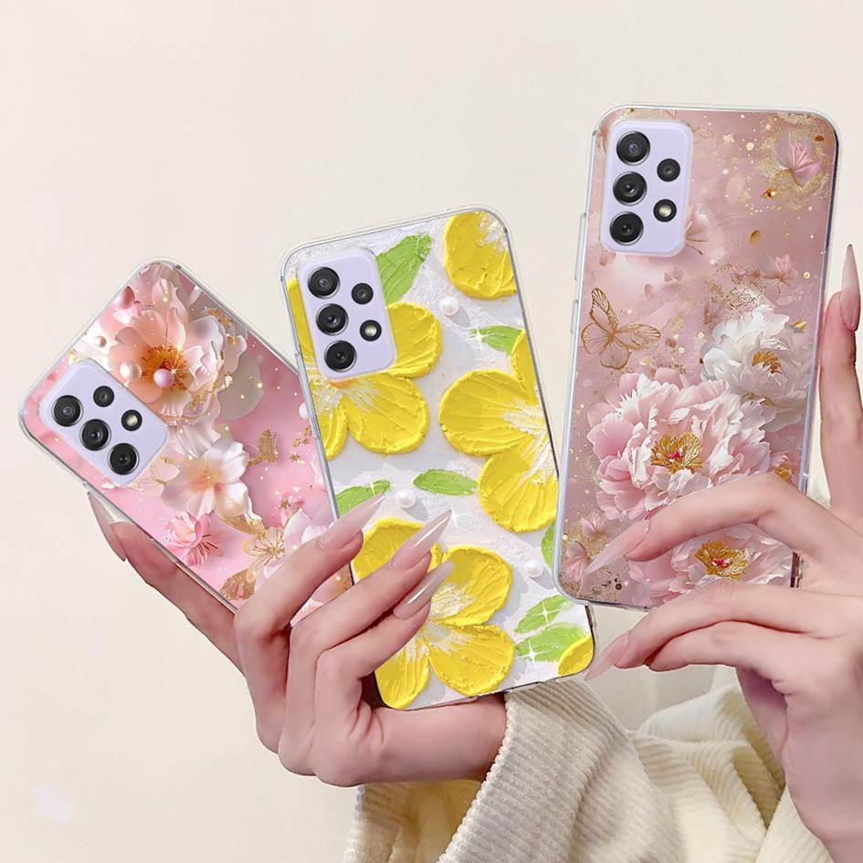 For Samsung Galaxy A52 A52s 5G Case SM-A526B SM-A528B Phone Cover Fashion Flower Soft Silicone Funda For Samsung A72 A 52 Bumper