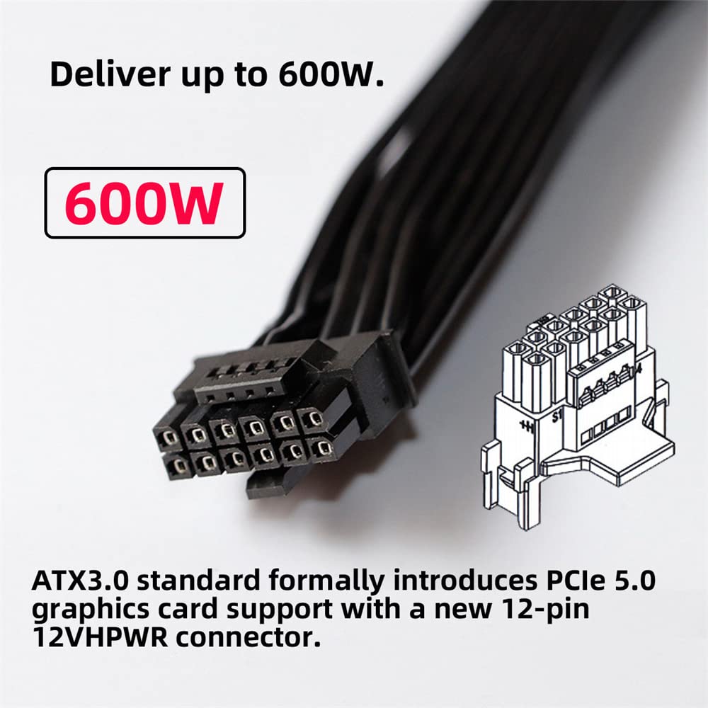 Cablecc 12 VHPWR ATX блок питания модульный кабель внешний внешний применимый к 3080 3090 TIPSU 16 Pin видеокарта 3.0 PCI-E 5.0 внутренний, 12+4P