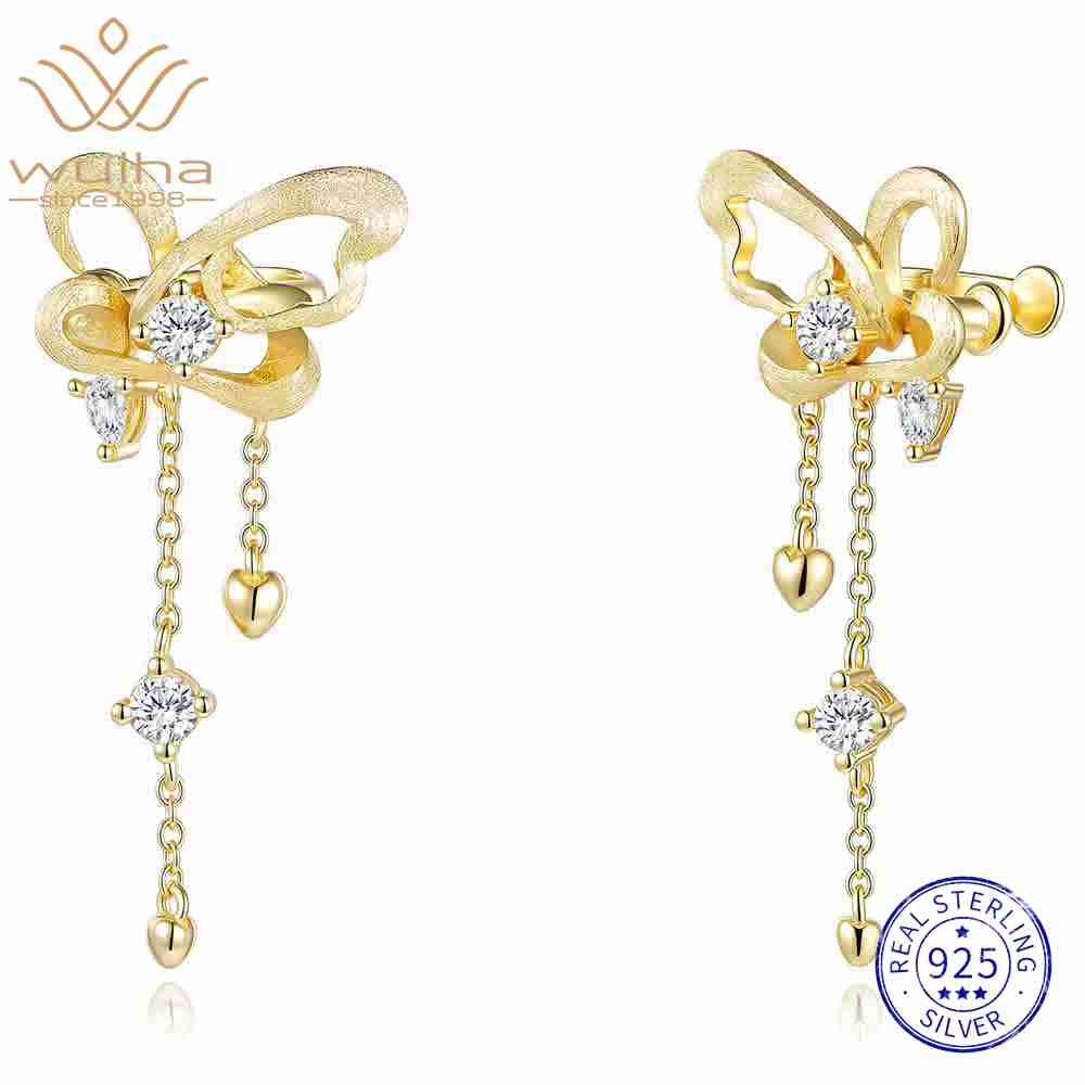 WUIHA Vintage 925 Sterling Silver VVS1 D Color Real GRA Moissanite Diamonds Gemstone Drop Dangle Tassel Earrings Fine Jewelry