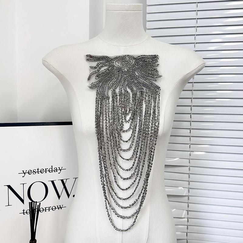 1 шт. Кисточка Цепочка Блестки Наплечные украшения Свадебное платье Одежда для выступлений Модные погоны Золотая вышивка Нашивка