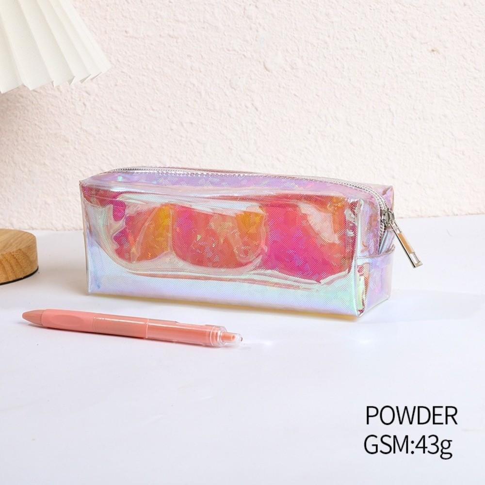 TPU Pencil Case Shiny Transparent Stationery Pouch Durable Pen Bag Gift