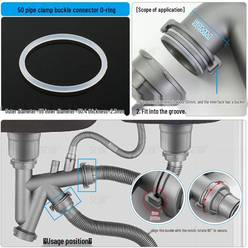 Резиновое уплотнительное кольцо для кухонной мойки для прокладки сливной трубы