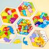 Разноцветные деревянные 3D-пазлы для малышей - Темы: Животные, Транспорт, Фрукты