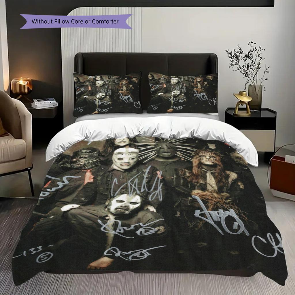 Slipknot Band Art Set Bedding 1 Duvet Cover 2 Pillowcase Without Core Soft And Comfortable Duvet Cover And Pillowcase Bedding Set