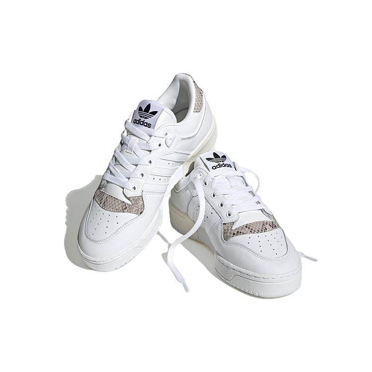 adidas Rivalry Low 86 Белые женские кроссовки из змеиной кожи Cloud-White Off-White Core-Black HQ7019