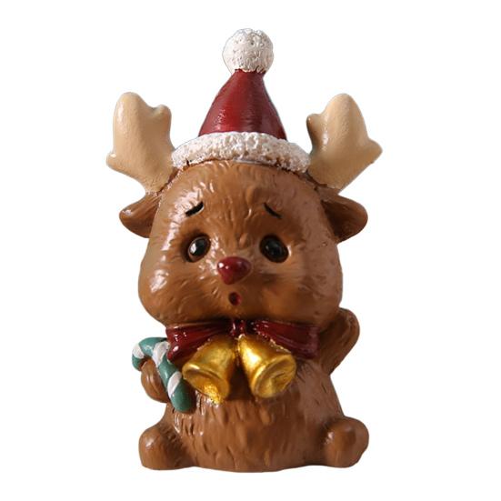 Christmas Miniature Figurines Mini Resin Santa Claus/Snowman/Tree/Bear/Rabbit Figurine 3D Cute Christmas Statue for Home Desk Decor Dollhouse