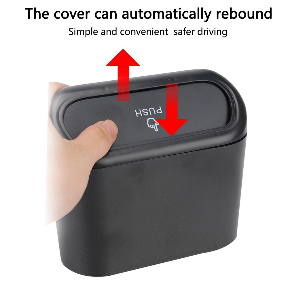 Pressing Type Trash Can Auto Interior Accessories Car Trash Bin Black Hanging Vehicle Garbage Dust Case ABS Storage Box