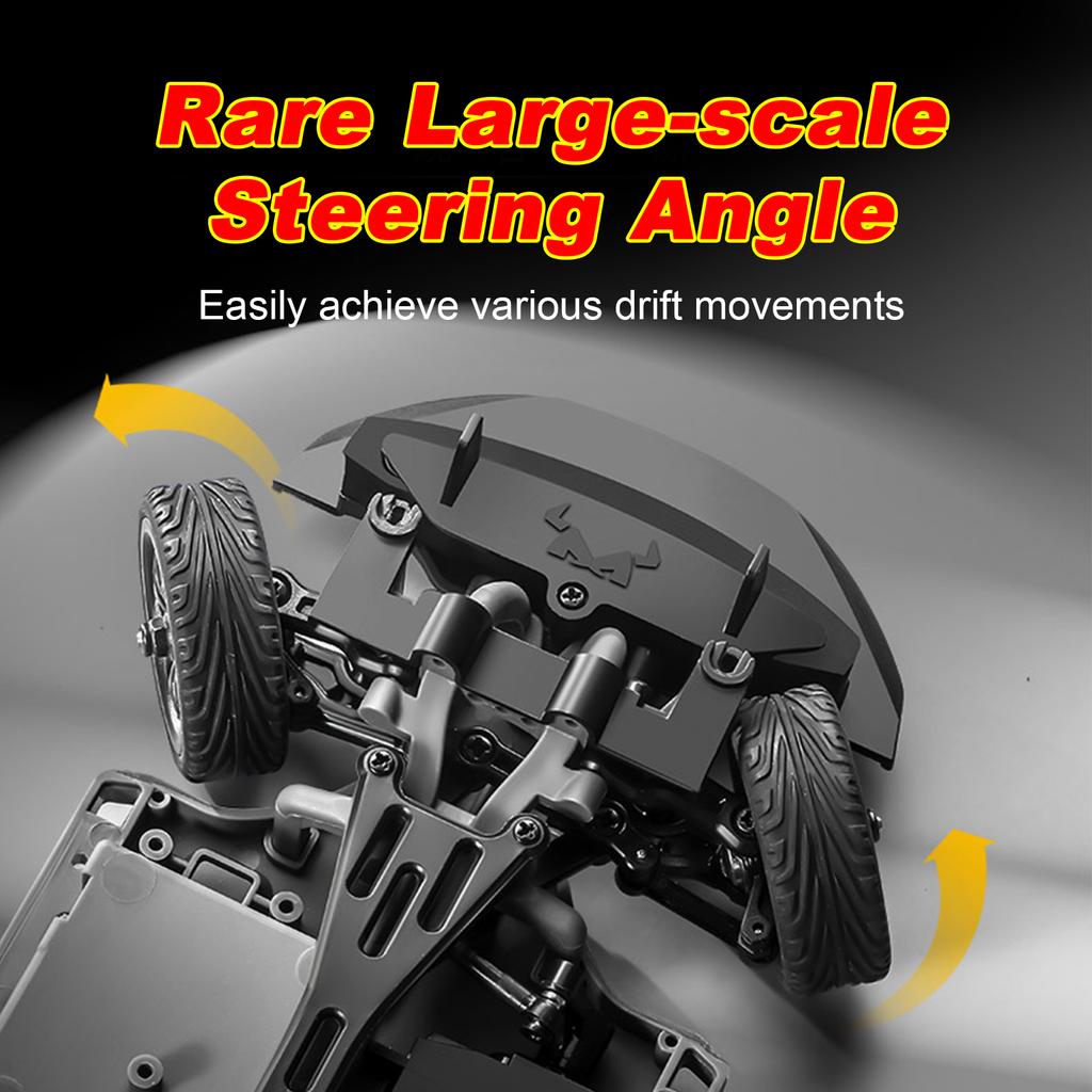 1:16 2.4G RC Drift Car with Gyro, LED Lights, Interchangeable Tires, Remote Control Car for Adults and Kids Black 1