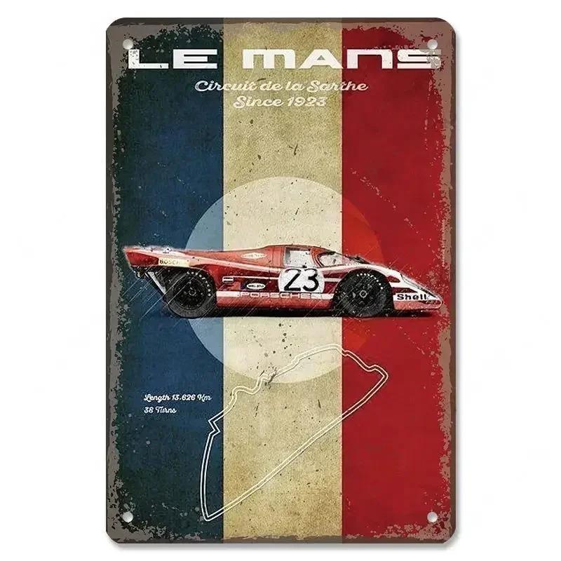 Metal Tin Signs Racing Car Plaque Metal Poster F1 Racetrack Nostalgic Vintage Metal Wall Art Decor for Garage Racing Club Home