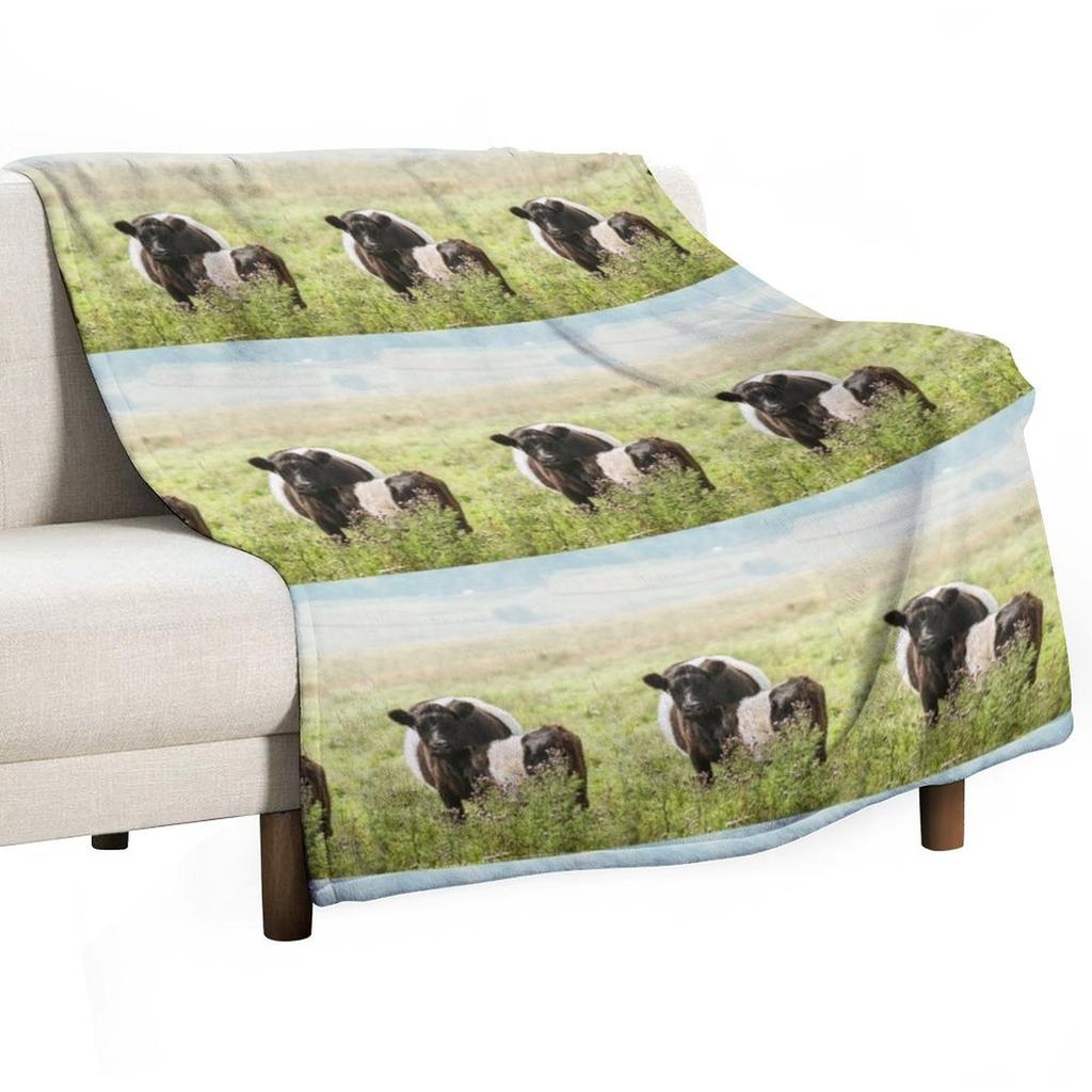 Belted Galloway Cow and Calf Throw Blanket Kid'S Soft Plush Plaid Thin Personalized Gift Blankets