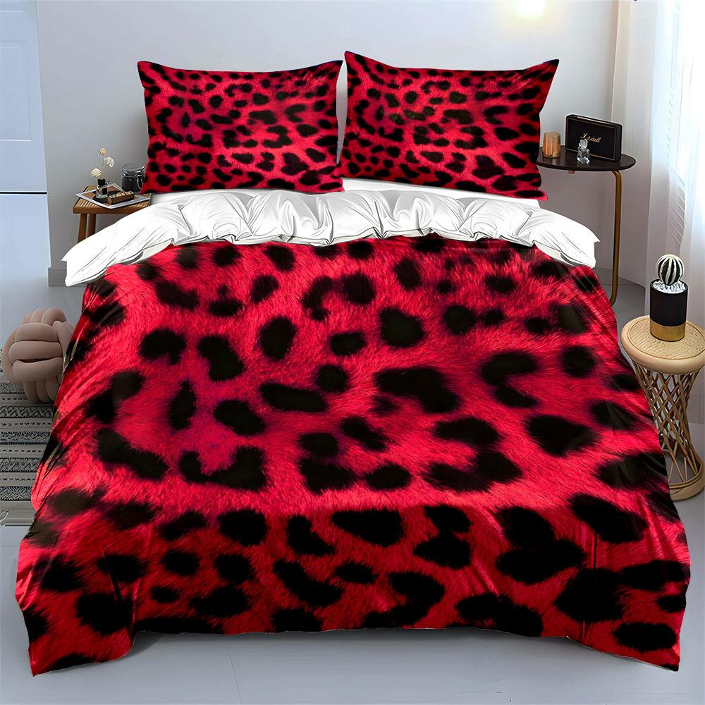 Pink-black leopard spots. Bedding sets Duvet cover sets Duvet covers Pillowcases(1* Duvet Cover 2* Pillowcases without duvet insert)