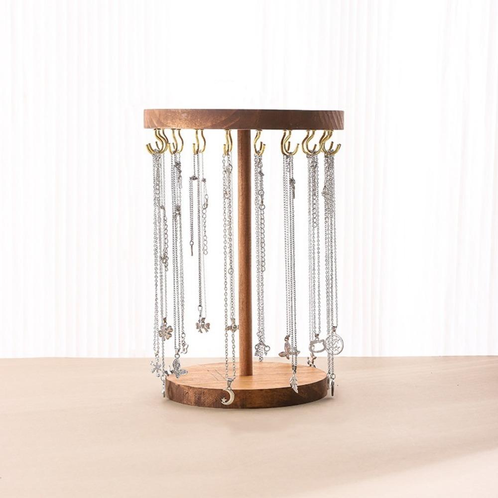 Подставка для ювелирных изделий из цельного дерева, подвесная стойка для хранения ювелирных изделий, подвеска на цепочке