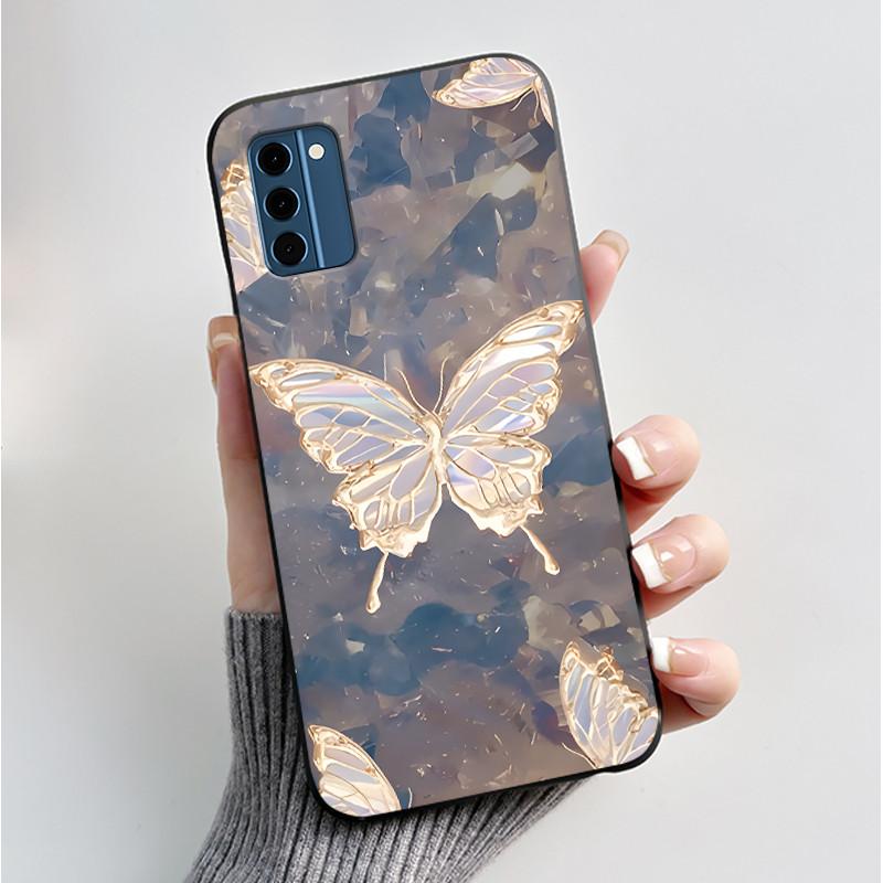 For Nokia C300 Case Luxury Fashion Butterfly Flower Black Soft TPU Silicon Back Cover For Nokia C300 C 300 NokiaC300 Phone Cases