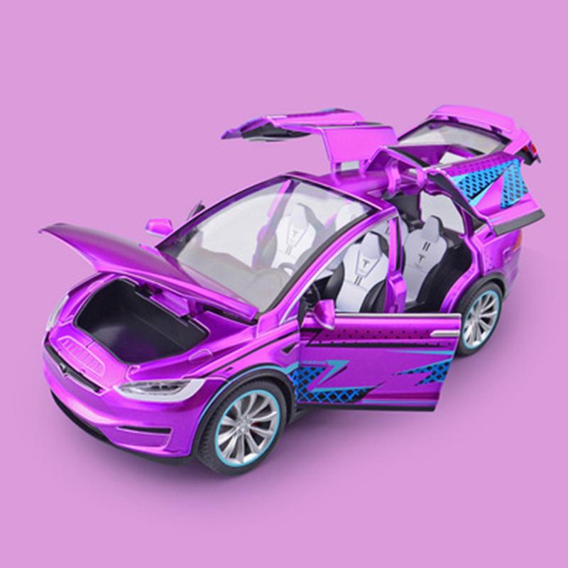 1/24 Tesla Model X SUV Модель автомобиля из сплава, литые металлические транспортные средства, имитация модели автомобиля, коллекция звуков и света, детская игрушка в подарок