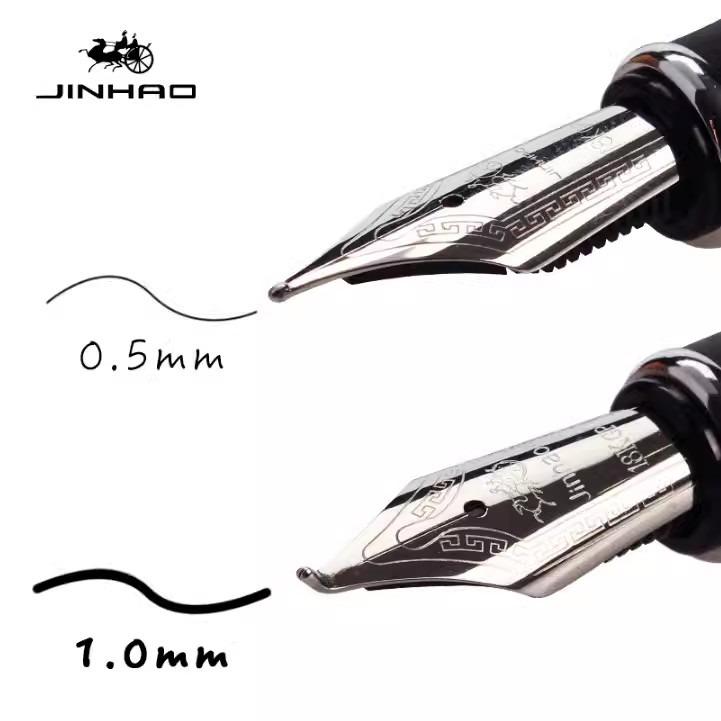 Jinhao X750 Высококлассная Металлическая Перьевая Ручка, Перо с Покрытием из 18-каратного Золота 0,5 мм, Школьная Ручка для Деловых Подписей, Канцелярские Товары для Офиса