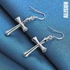 925 Sterling Silver Cross Pendant Piercing Earrings Fashionable Wedding Jewelry