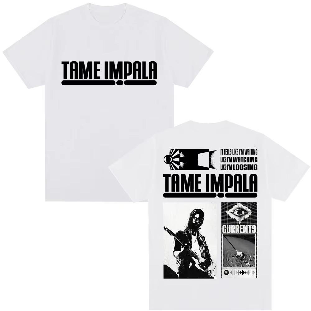 Rock Band Tame Impala Currents Album T Shirts Unisex WoUnisex Harajuku Vintage Tshirts Casual Male Hip Hop Oversized Cotton T Shirts