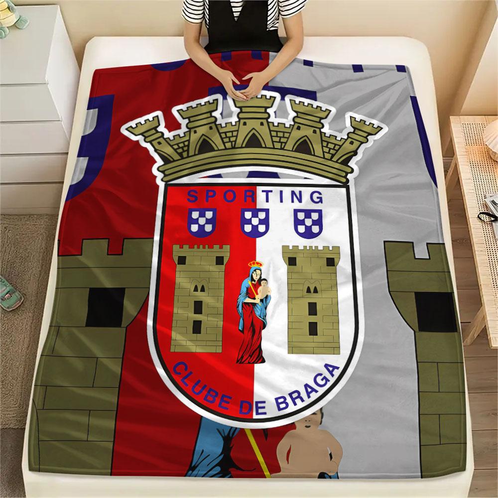 1PC Sporting Clube de Braga Patterned Flannel Blanket Suitable For All Seasons for Home Decor Warmth and Comfort Gifts Holiday Present