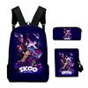 Trendy Popular SK8 the infinity 3D Print 3pcs/Set pupil School Bags Laptop Daypack Backpack Inclined shoulder bag Pencil Case