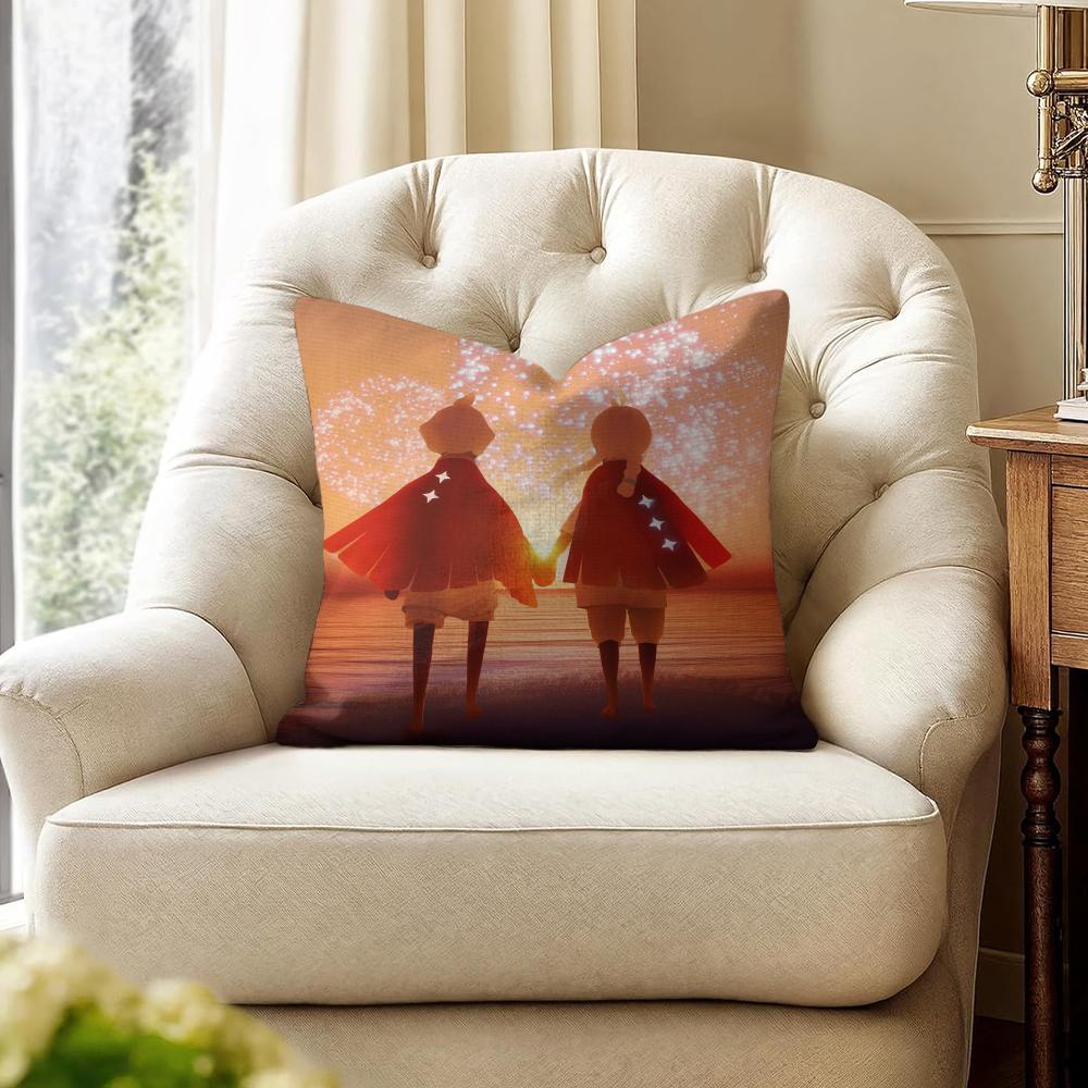 Game Sky ChilDRen of the LLight Cushion Cover Natural Linen Organic Fabric DoubleSided Printing Couch Pillow Covers Home Decor