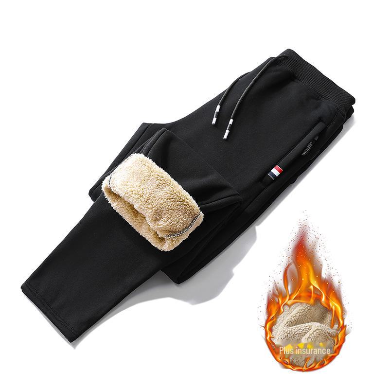 Мужские брюки из плюша на молнии осень/зима — плотные, свободные, прямые, большого размера, доступны в трех цветах