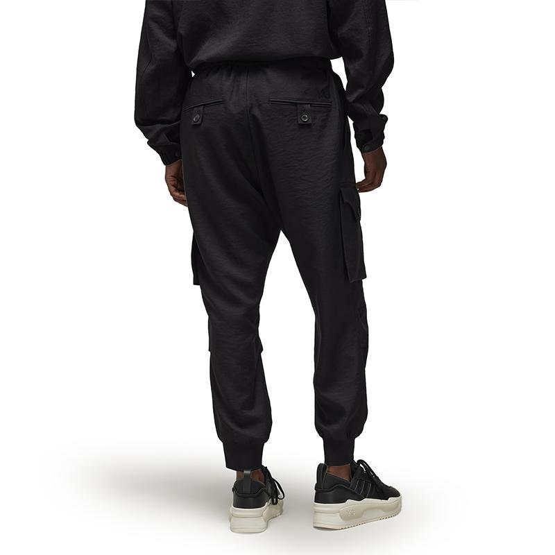 Y-3 Однотонные брюки-карго со средней посадкой, логотипом и буквенным принтом сзади, мужские черные брюки IN8751