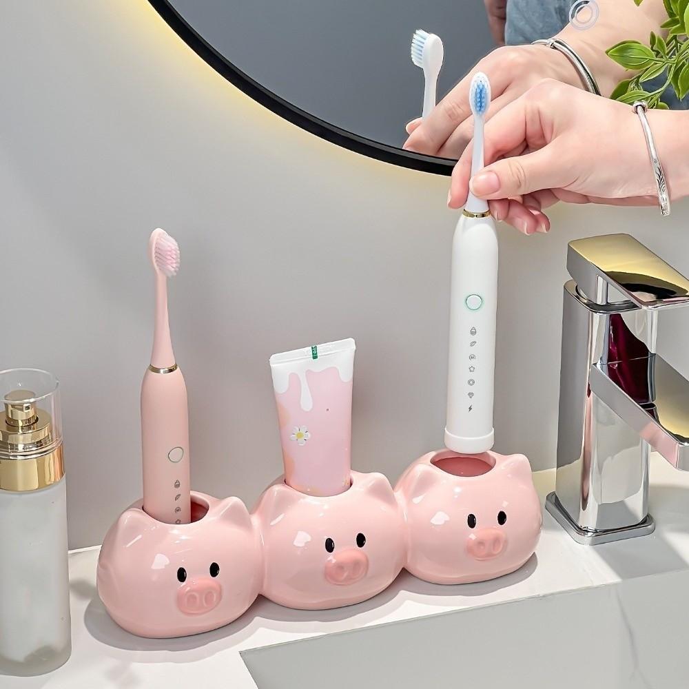 Ceramic Electric Toothbrush Holder Cartoon Toothpaste Toothbrush Base Washbasin Rack Bathroom
