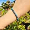 Unisex Bracelet Natural Gemstone Maanshan Turquoise Wheel Shape Smooth Cut Beads  Stretchable Bracelet