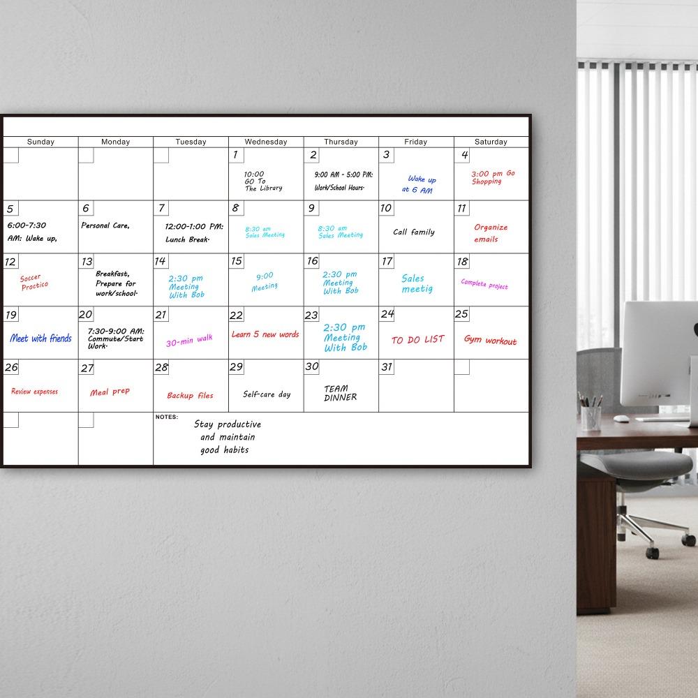 Reusable Calendar Bulletin Board Waterproof Tear Resistant Whiteboard Calendar Erasable Foldable Monthly Planner Board Company