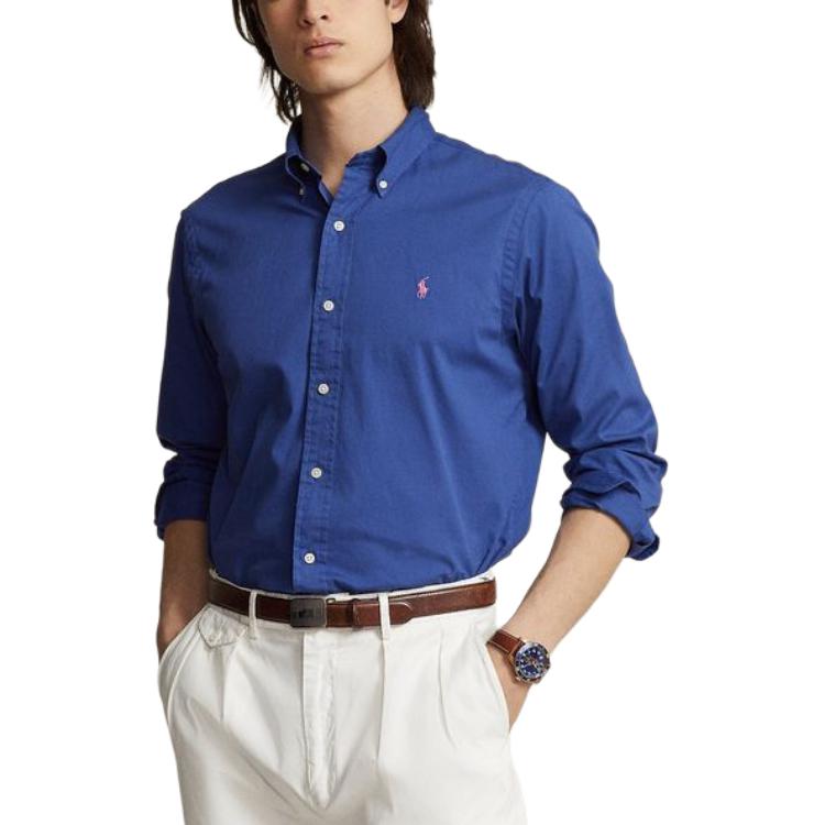 Polo Ralph Lauren Рубашка мужская SS24 Синяя MNPOWOV16823459-400