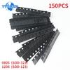 150PCS Zener Diode Kit SOD-123 1206 SOD-323 0805 Zener Diode SMD 15 Values 3.3V 4.7V 5.1V 5.6V 7.5V 8.2V 10V 12V 15V