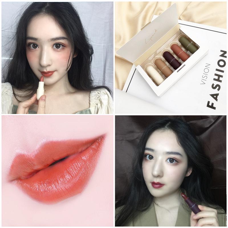 Мини-капсульная помада, набор в подарочной упаковке, 5 шт., нелегко обесцвечивать матовый матовый блеск для губ GYY