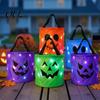Reusable Holiday Party Favor Bags Halloween Glowing Pumpkin Candy Bag LED Light up Trick or Treat Bucket Decorative Containers for Sweets Waterproof