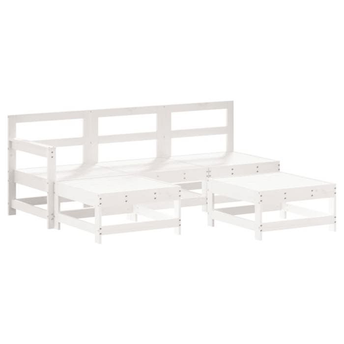 Salon de jardin - Maison Exclusive 5 pcs - Bois de pin massif - Blanc - Modulaire