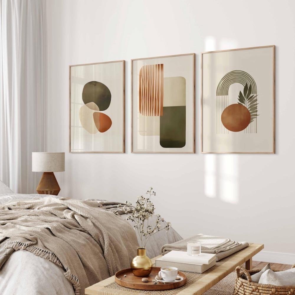 Boho Abstract Art Prints Set of 3 Printable Minimalist Abstract Neutral Prints Modern Wall Decor Bauhaus Poster Gallery Prints