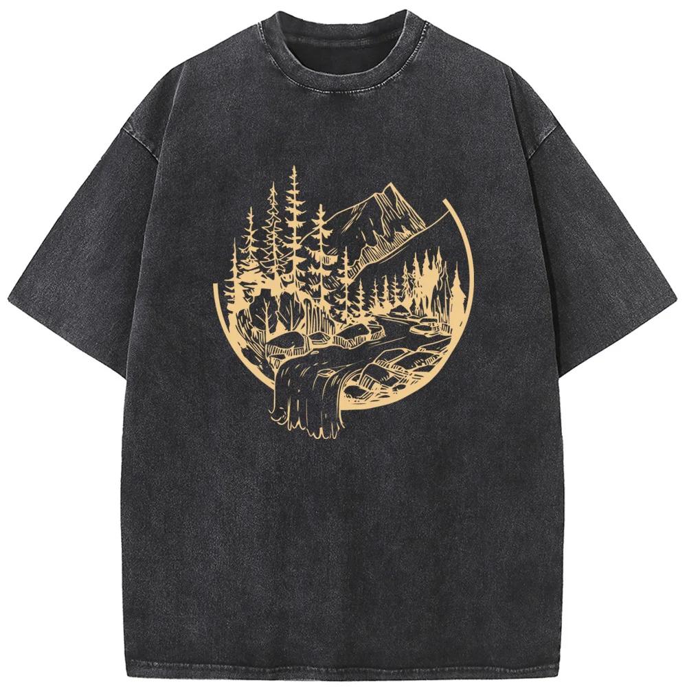 Футболка для мужчин и женщин с принтом «вода на открытом воздухе», хлопковая, забавная, отбеленная, ретро, хип-хоп, отбеленная футболка