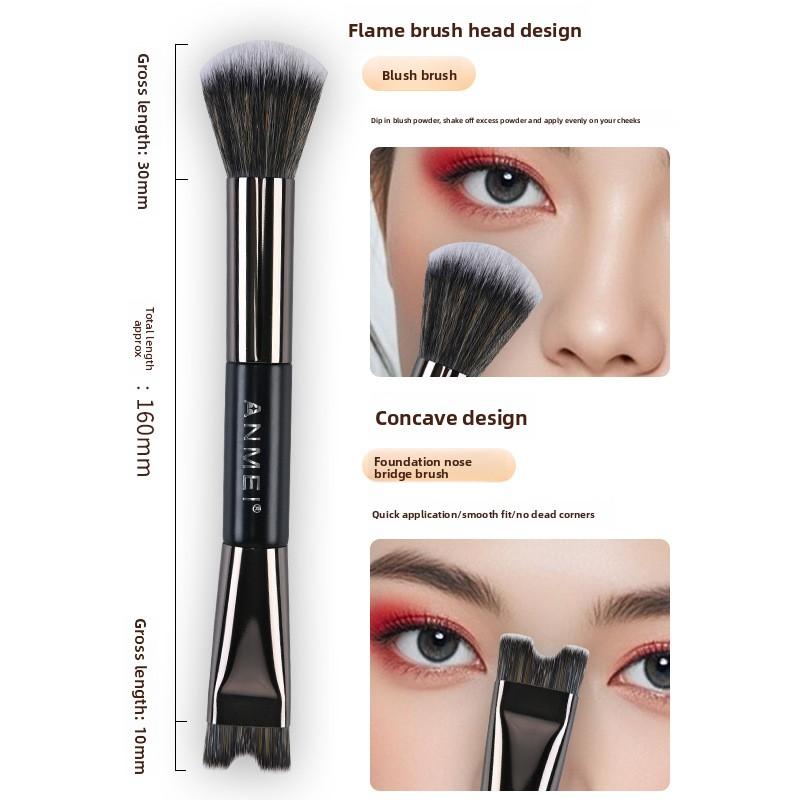 HOT Sale 1PCS Double-headed U-shaped Nose Shadow Loose Powder Brush Double-headed Portable Highlight Brush Foundation Concealer Makeup Tool