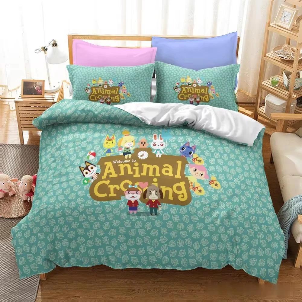 Animal Crossing Cartoon Game Bedding Collection 3D Duvet Cover Twin Full Queen King Size With Bed Linen And Covers Pillowcase Collections For Kids